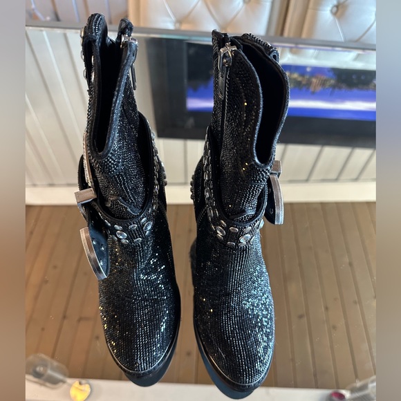 Club Exx Sheriff Shine Cowboy Boots 7 Black - Picture 8 of 13